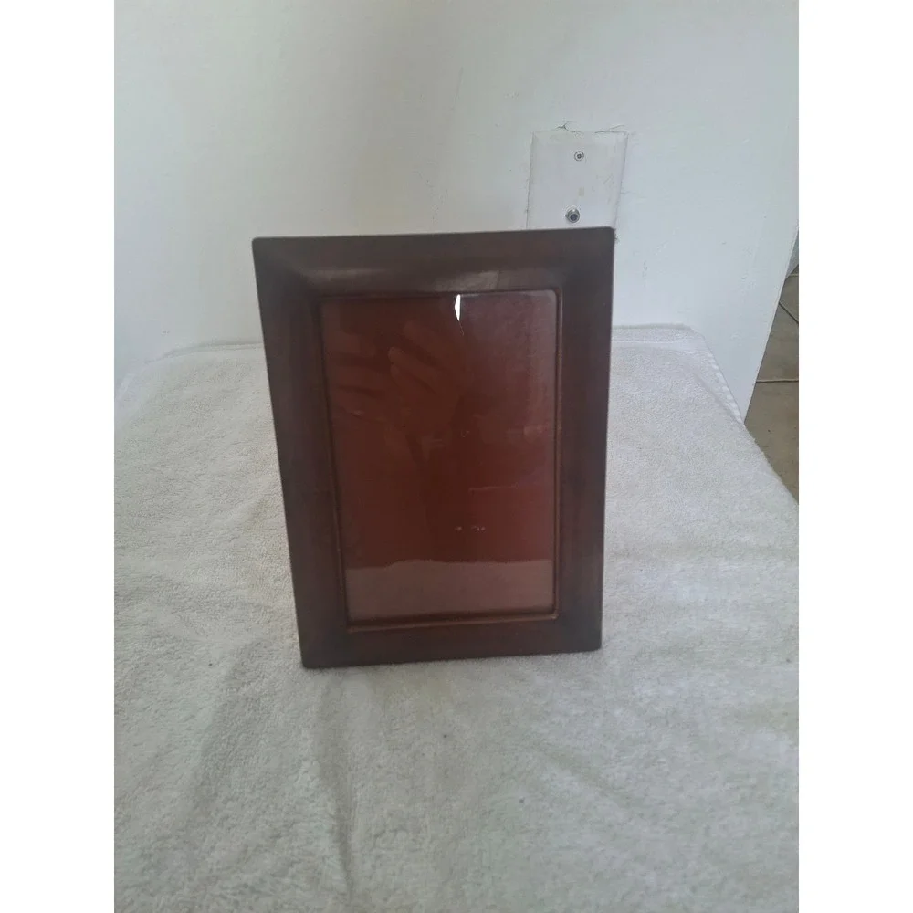 Vintage Bridle Leather Picture Frame Brown Mahogany Beveled Tabletop 5x7 7x9.5